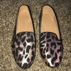 rose gold cheetah loafers